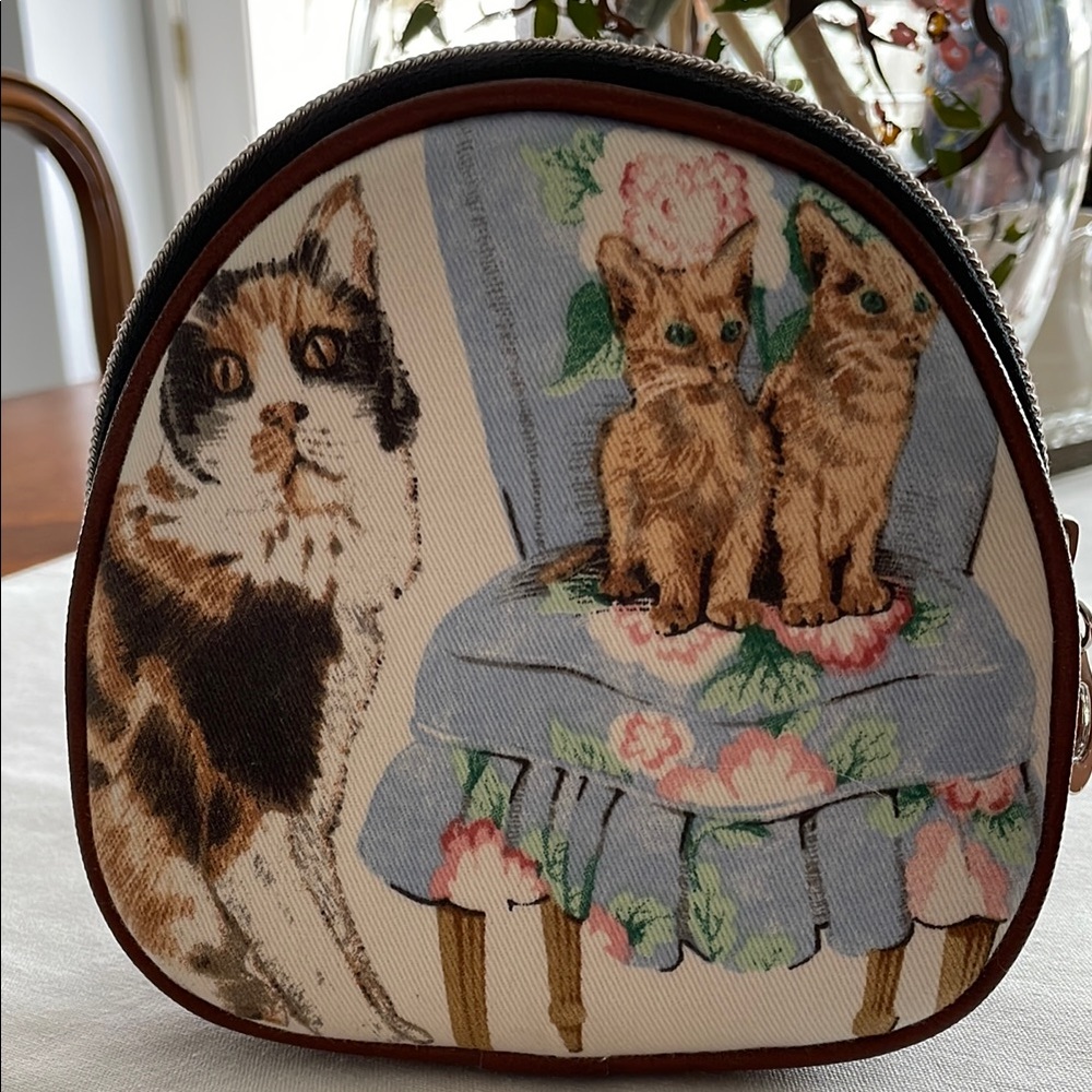 Cat beaded bag cosmetic pouch zipper top - Picture 2 of 7